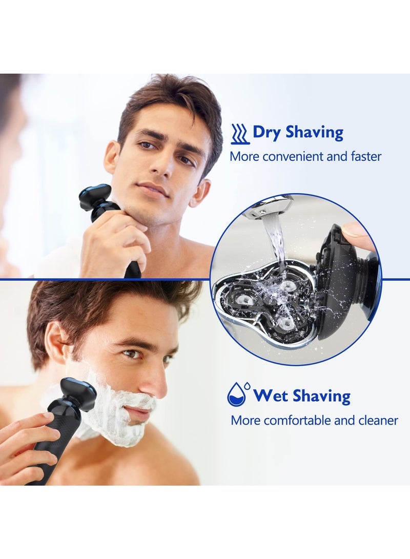 Captaintech Men's Electric Razor 2024 Men's Electric Razor Rotary Replacement/Waterproof/Rechargeable Electric Razor Men's Cordless Floating Head Replaceable Blades Portable Travel Razor Gift for Men - Image 3