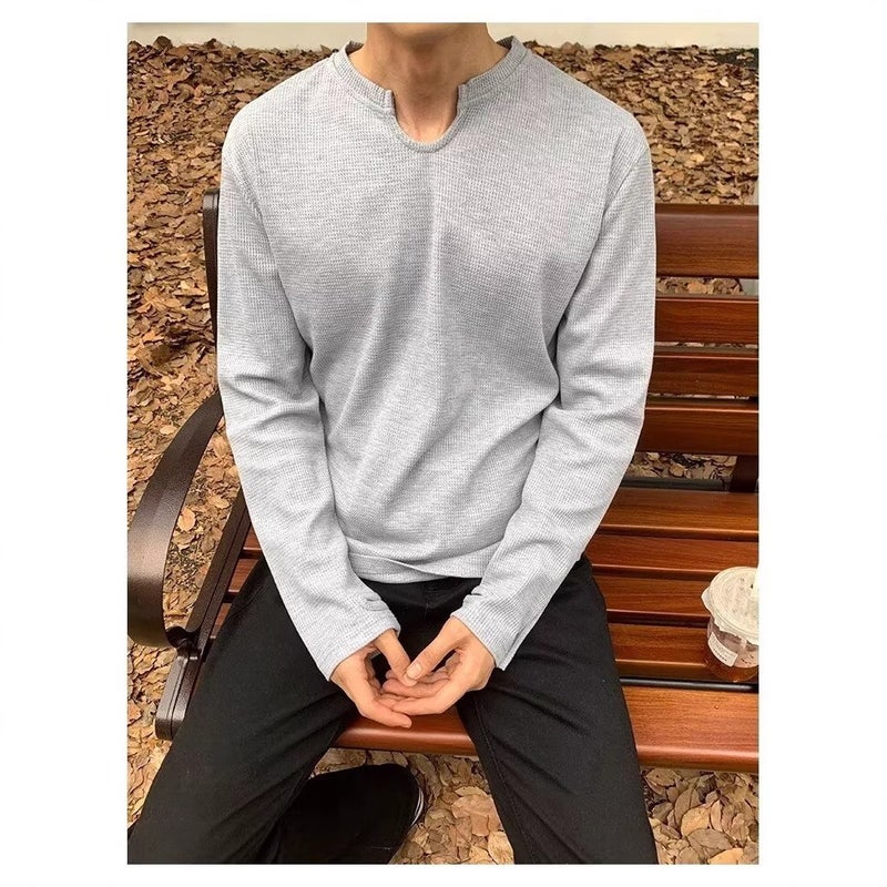 Simple Slim Base Shirt Boys Inner T-Shirt Thin Men'S Cleanfit Design Long Sleeve - Image 5