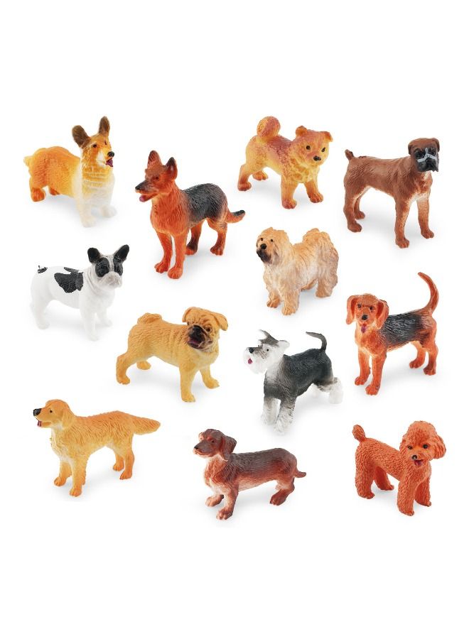 12PCS Mini Dog Figures, Realistic Dog Figures Toy Set, Mini Animal Figures for Kids Toddlers Decorations Educational, Hand Painted Dogs Animals Toy, Cake Toppers Birthday Gift for Kids Toddlers - Image 1
