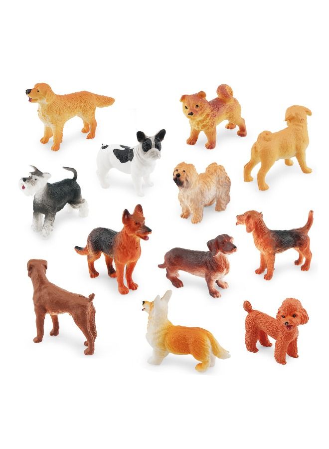 12PCS Mini Dog Figures, Realistic Dog Figures Toy Set, Mini Animal Figures for Kids Toddlers Decorations Educational, Hand Painted Dogs Animals Toy, Cake Toppers Birthday Gift for Kids Toddlers - Image 2