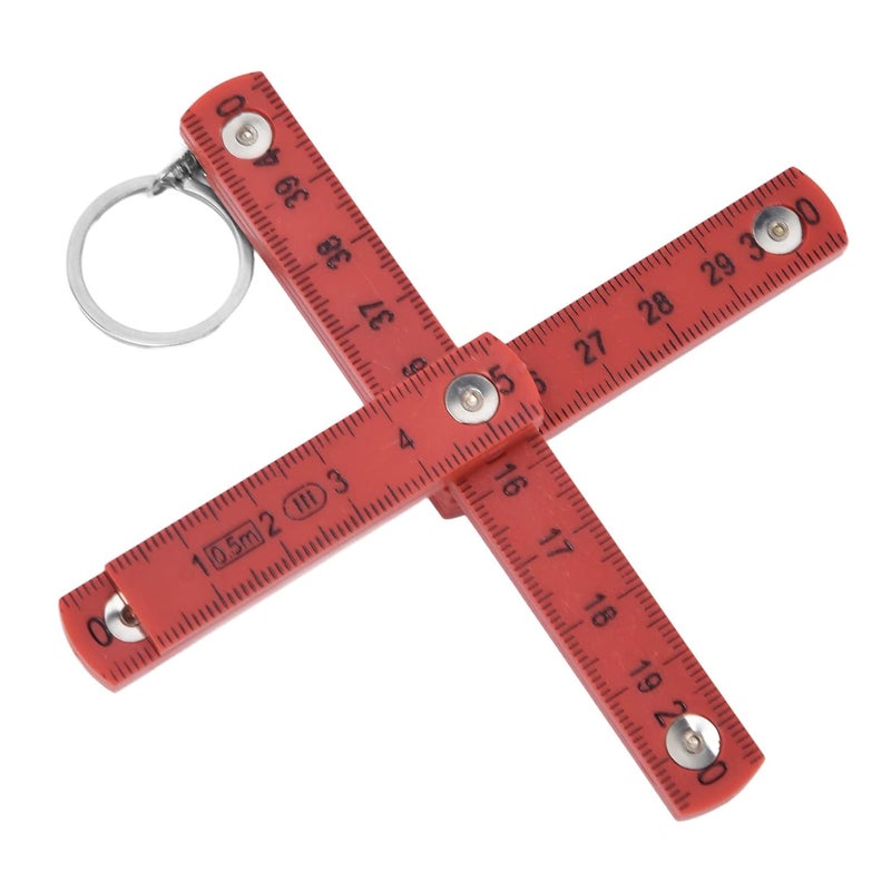 AQXREIGHT 2Pcs Red ABS Folding Ruler 0.5m Portable Foldable Ruler for Carpentry and Tile Laying - Image 1