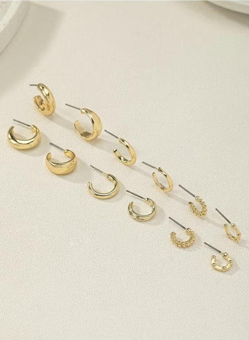YUCCA Fashion Coil Hoop Earrings Zinc Alloy Spring Design for Women Daily Decoration 6 Pairs/Set  - Image 4
