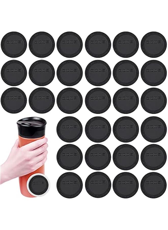 30 Pieces Rubber Bottoms for Sublimation Tumblers,Protective Anti Slip Silicone Bottoms with Adhesive for Skinny Tumblers, Thermal,  Jars, Black (56mm) - Image 1