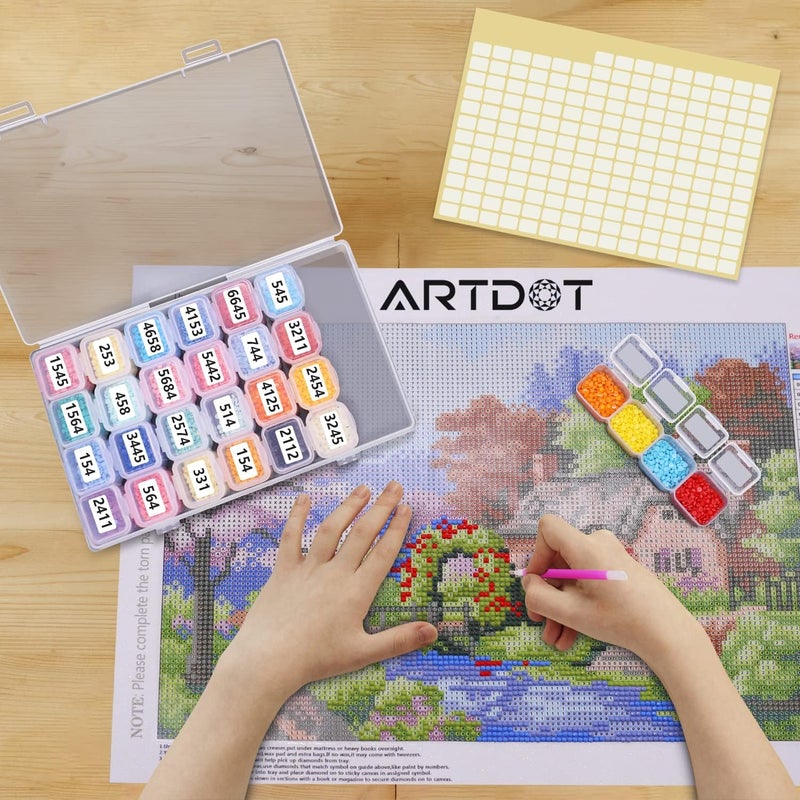 ARTDOT 56 Girds Storage Containers for Diamond Art Kits for Adults, 2 Pack Portable Bead Storage Container for Diamond Painting Accessories and Tools - Image 5