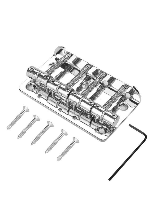 Semme 4 String Hardtail Bridge, Bass Bridge Saddles for Fender Precision 4 Saddle Hardtail 80mm Metal Tailpiece Electric Bass Bridge Replacement Accessory(Silver) - Image 1
