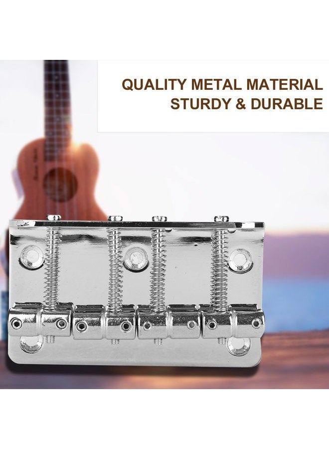 Semme 4 String Hardtail Bridge, Bass Bridge Saddles for Fender Precision 4 Saddle Hardtail 80mm Metal Tailpiece Electric Bass Bridge Replacement Accessory(Silver) - Image 3