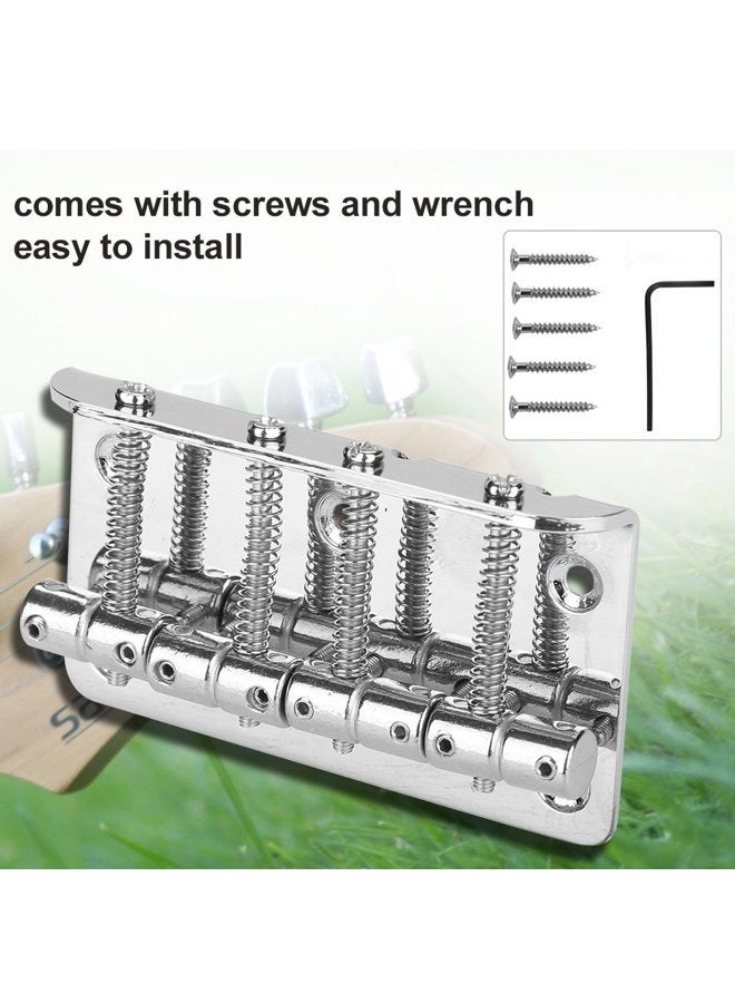Semme 4 String Hardtail Bridge, Bass Bridge Saddles for Fender Precision 4 Saddle Hardtail 80mm Metal Tailpiece Electric Bass Bridge Replacement Accessory(Silver) - Image 4