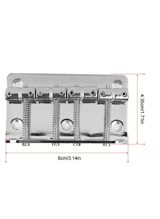 Semme 4 String Hardtail Bridge, Bass Bridge Saddles for Fender Precision 4 Saddle Hardtail 80mm Metal Tailpiece Electric Bass Bridge Replacement Accessory(Silver) - Image 5