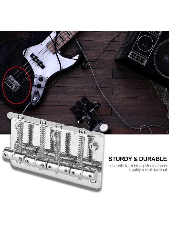 Semme 4 String Hardtail Bridge, Bass Bridge Saddles for Fender Precision 4 Saddle Hardtail 80mm Metal Tailpiece Electric Bass Bridge Replacement Accessory(Silver) - Image 2