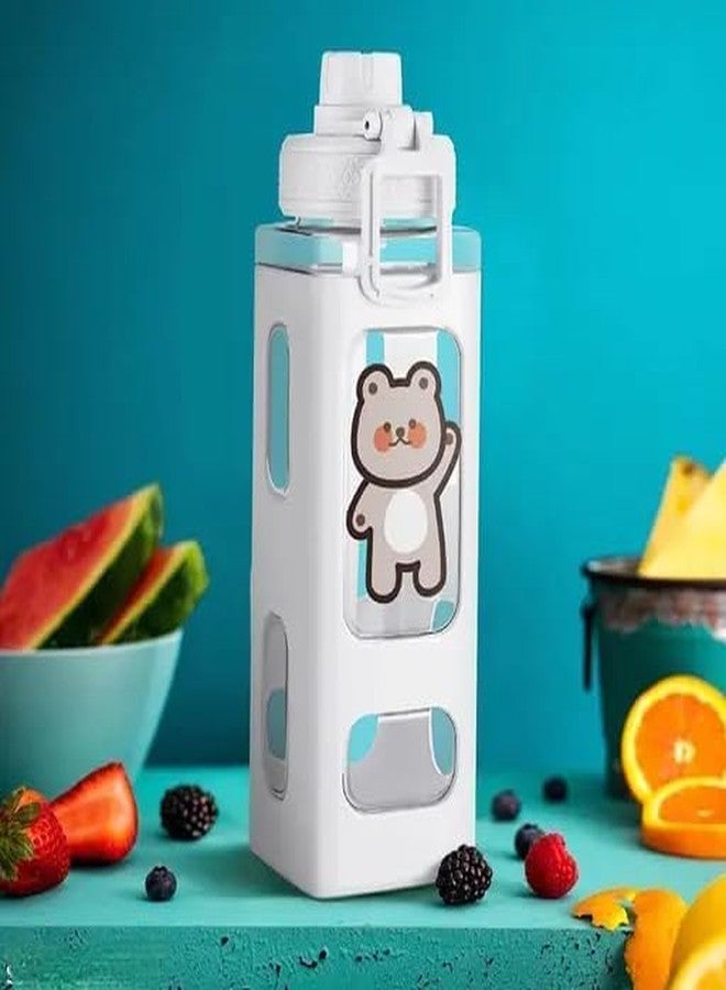 DHARMINSON Kawaii Water Bottle with Straw Cute Large Water Bottles 700ml Leakproof BPA Includes Straw,2D & 3D Stickers - Cute Pink Color School Water Bottle for Girls (WHITE) - Image 2
