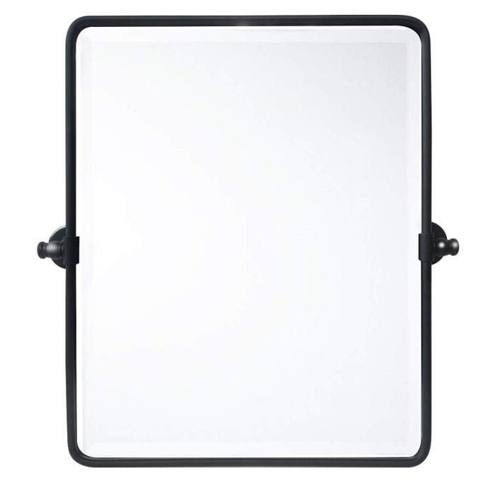 20 X 24 FARMHOUSE BLACK METAL FRAMED PIVOT RECTANGLE BATHROOM MIRROR ROUNDED RECTANGLUAR TILTING BEVELED VANITY MIRRORS FOR WALL DCOR