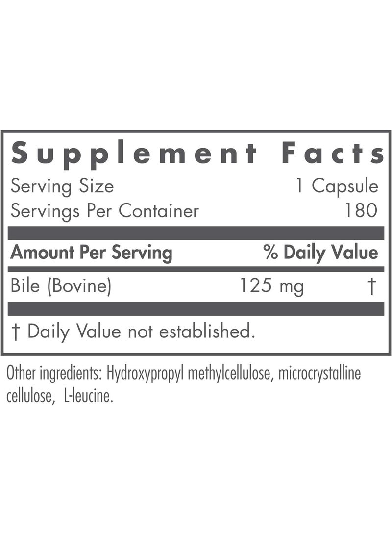 Nutricology Ox Bile 125 mg - Ox Bile Supplements - 180 Capsules - Image 2