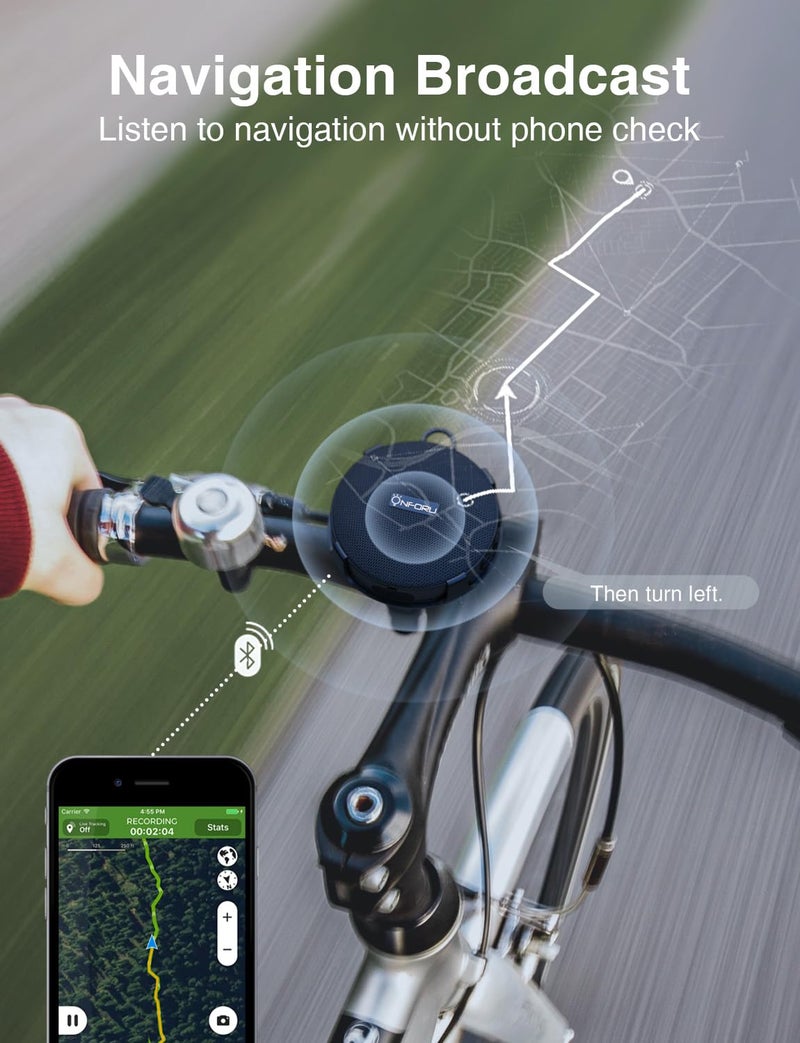 Onforu مكبر صوت بلوتوث محمول أونفورو للدراجة، مكبر صوت خارجي صغير مقاوم للماء IP65، ملحقات الدراجة مكبر صوت لاسلكي للدراجة مع صوت عالٍ للركوب، هدية مثالية - Image 2