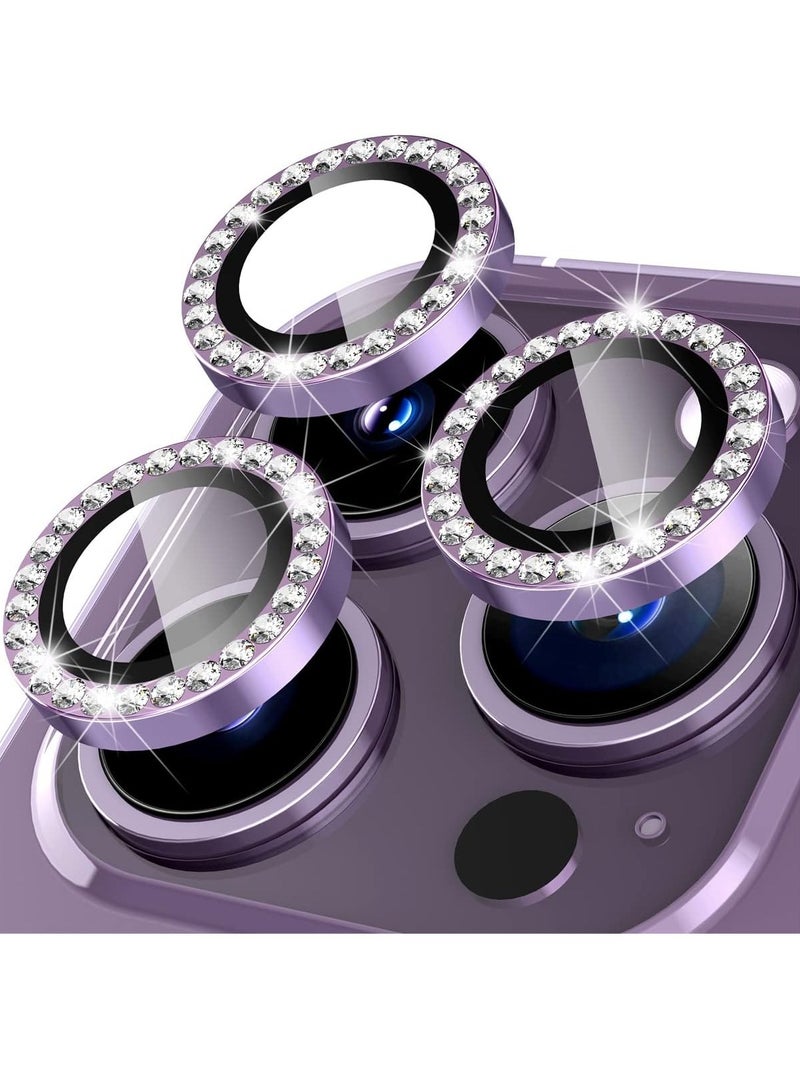 إلترازون ELTERAZONE for iPhone 14 Pro 6.1 inch /14 Pro Max 6.7 inch Camera Lens Protector, Set with Diamonds Bling Camera Cover Tempered Glass for iPhone 14 Pro Max /14 Pro [Perfectly Fit] - Diamond Purple - Image 1
