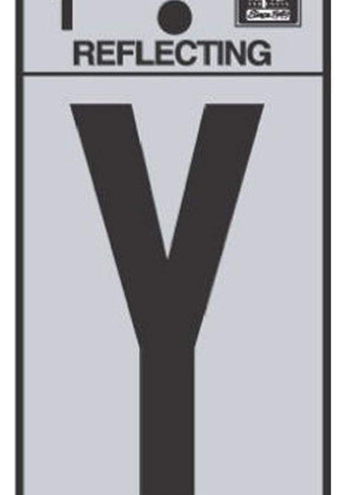 Hy-Ko RV-15/Y 1.25" Black Reflective Letter Y Sign