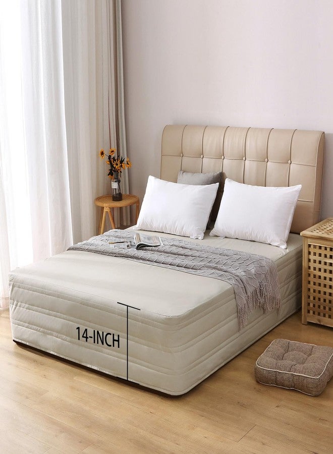 Marquess Quilted Bed Skirt, Queen Size, 14 Inch Drop, Dust Ruffle, Soft & Wrinkle-Free, Elegant Tailored Bedding,Linen,Queen - Image 3