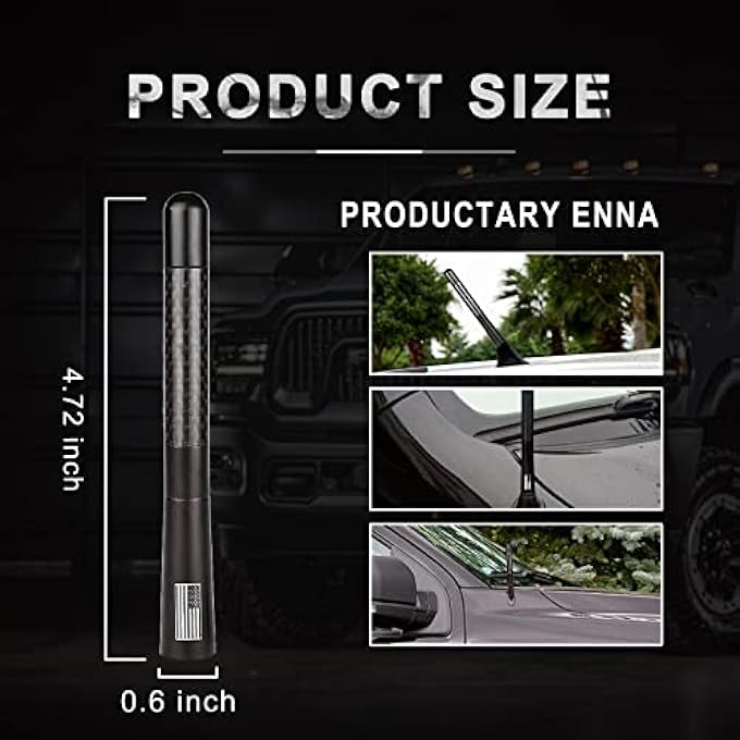 rayihni 1.5x12CM Short Automotive Antenna with 8 Screws and 2 Spacers, Internal Copper-Coil, Carbon Fiber Polished Finish, Universal for Car and Truck Vehicle (Black) - Image 3