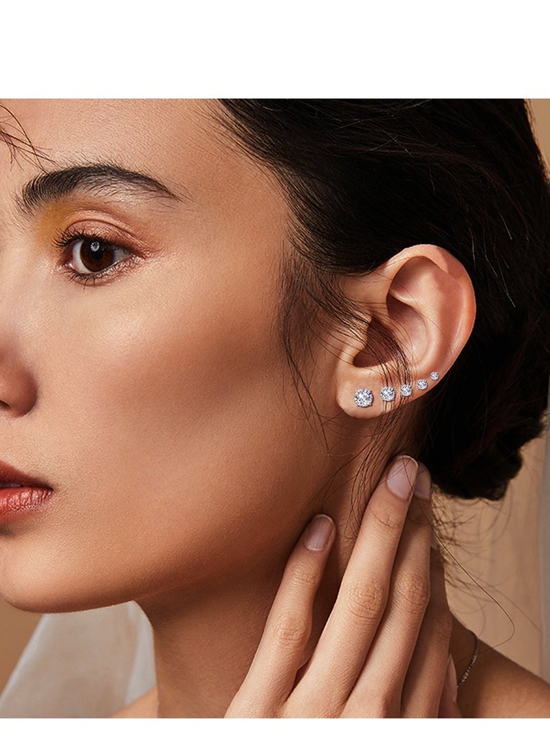 Excefore Titanium Screw Back Pack of Earrings Cubic Zirconia Studs for Women Men  Helix Piercing Post Surgical Stainless Steel Hypoallergenic for Sensitive Ears Simulated Diamond - Image 2