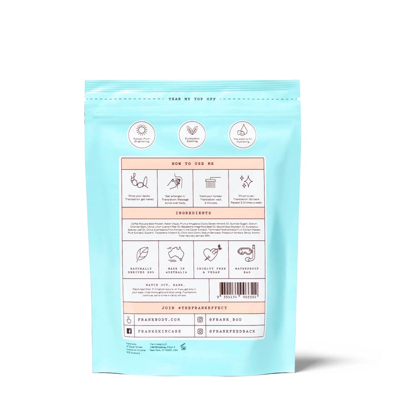 Frank Body A-Beauty Scrub | Natural, Vegan, Cruelty Free Exfoliating Body Scrub Brightens, Hydrates, and Nourishes with Macadamia Oil, Kakadu Plum, and Vitamins A, E, and D | 7.05 oz / 200 g - Image 2