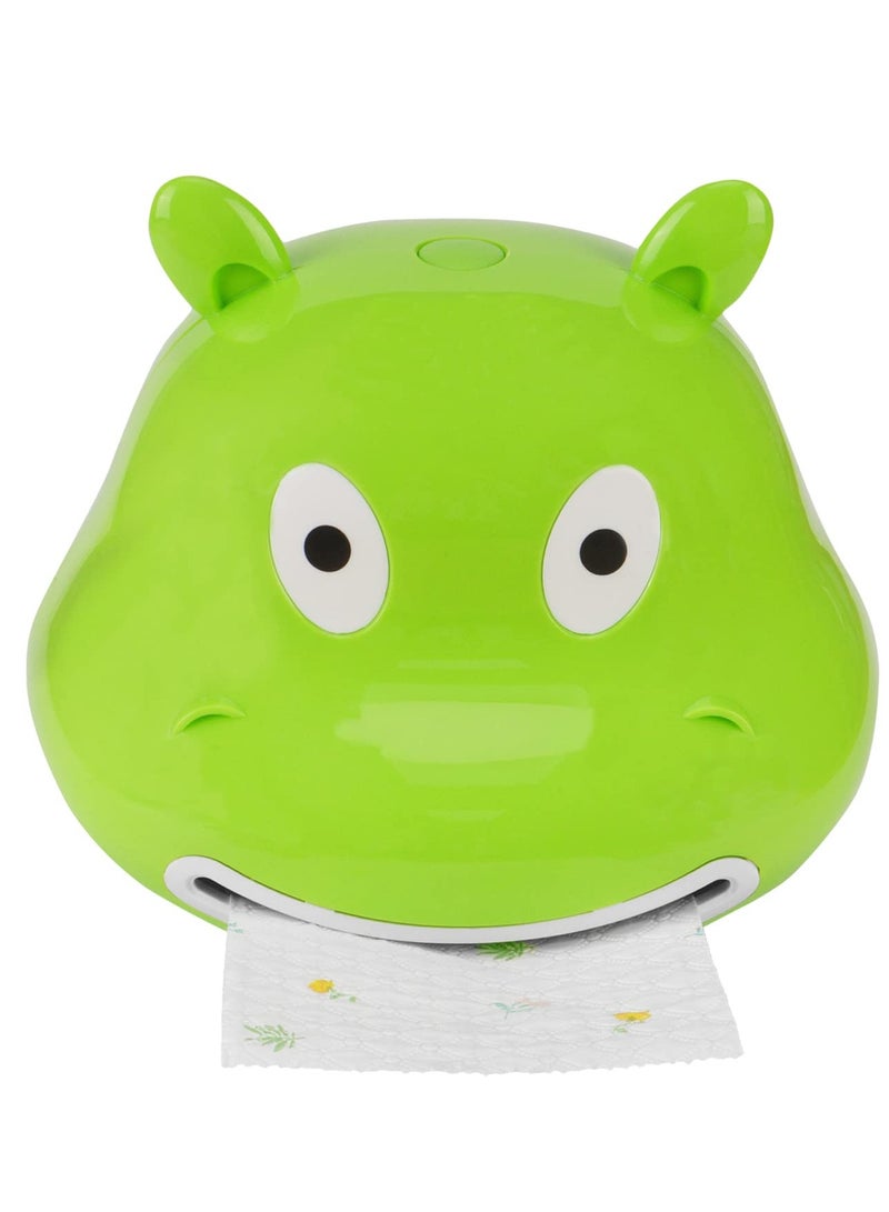 SYOSI Tissue Box Cover Holder Cartoon Hippo Self-Stick Wall Mount Waterproof Bathroom Decor for Child Bathroom, Children's Room Kitchen Dinner Table Restaurant (Green) - Image 1