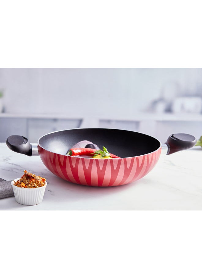 Trust - Non-Stick Aluminum Wok With Heat Resistant Handle Red/Black - Image 1