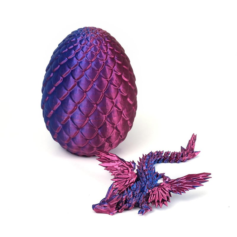 PETBSNVB 3D Printed Dragon with Wings in Egg Easter Basket Stuffers Crystal Dragon Surprise in Eggs Articulated Dragon Dragon Fidget Toy Home Office Decor Executive Desk Toy Laser Purple - Image 3