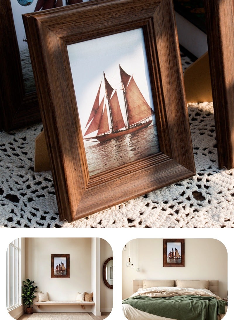 Wood Picture Frame, Display Pictures 15.2cmx20.3cm , Coffee-colored Frame  for Wall and Tabletop Display，1 Pack - Image 1