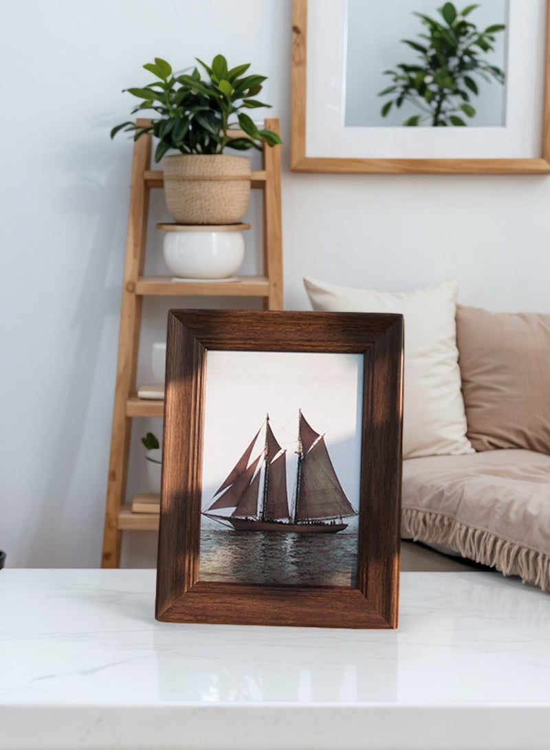 Wood Picture Frame, Display Pictures 15.2cmx20.3cm , Coffee-colored Frame  for Wall and Tabletop Display，1 Pack - Image 2