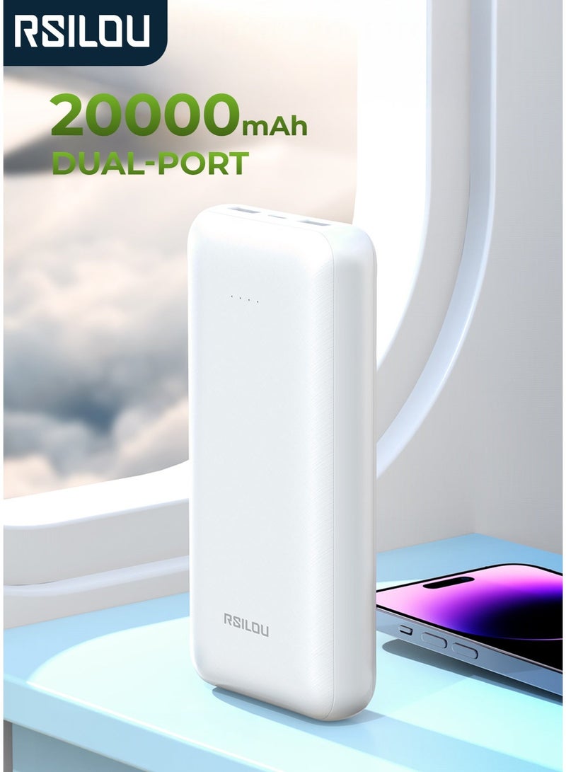 RSILOU R1004 20000mAh Dual-Port Fast Charging Power Bank – Dual USB Output, Type-C Input, Intelligent Protection, Airline-Friendly Portable Charger - Image 1