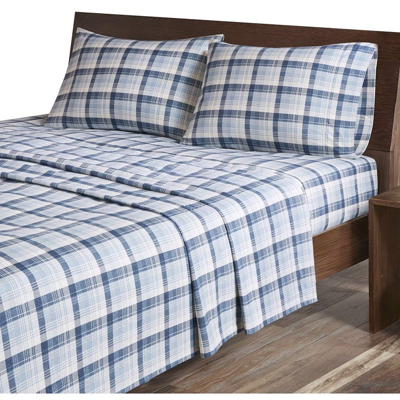 Woolrich Cotton Sheet Set Cottage Charms Print 100 Cotton Flannel Sheets Warm  Fuzzy Bedding Set Cal King Size Sheets Fitted Pocket Fits Up to 14 Mattress Cal King Blue Plaid 4 Piece