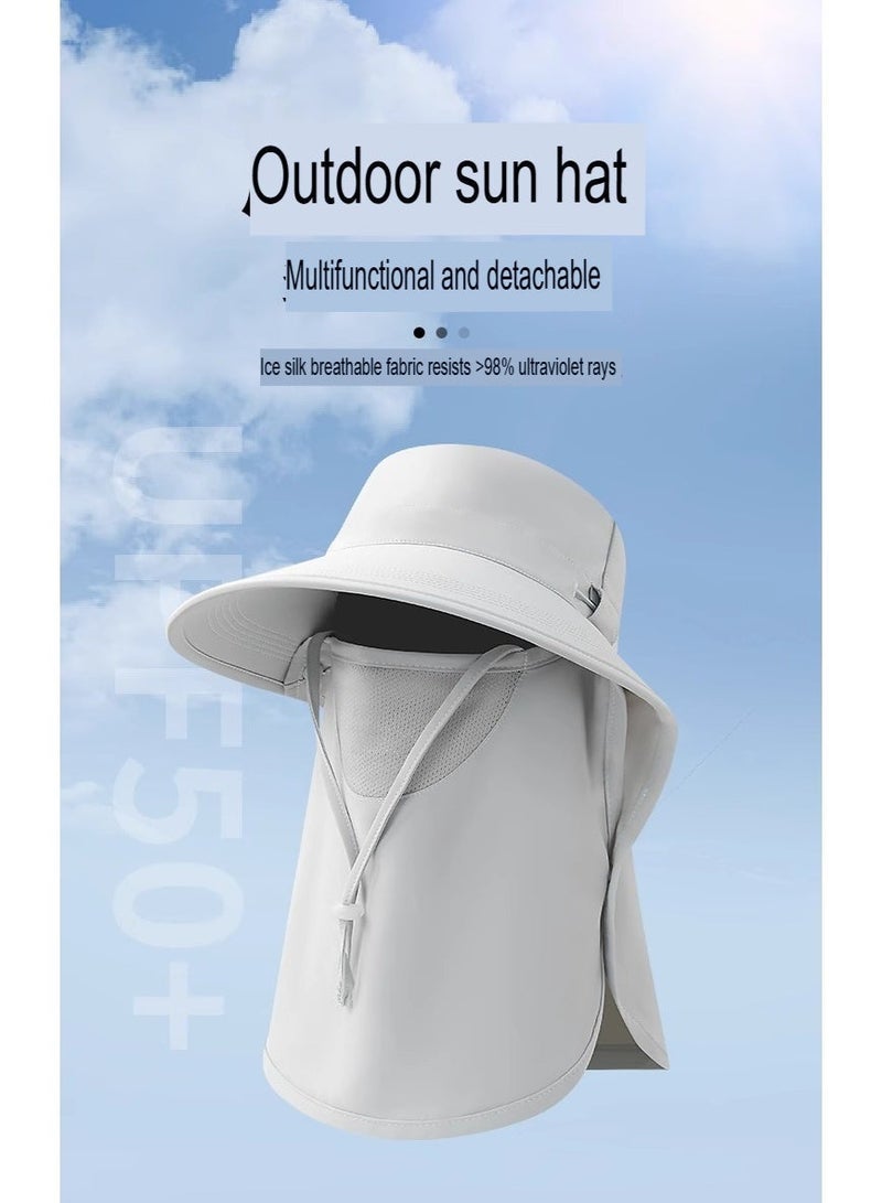 كيفية قبعة نسائية شاملة للحماية من الشمس للاستخدام الخارجي | قبعة صيفية واسعة الحواف مع قناع للوجه، وحماية من الأشعة فوق البنفسجية، وغطاء للرقبة - Image 4