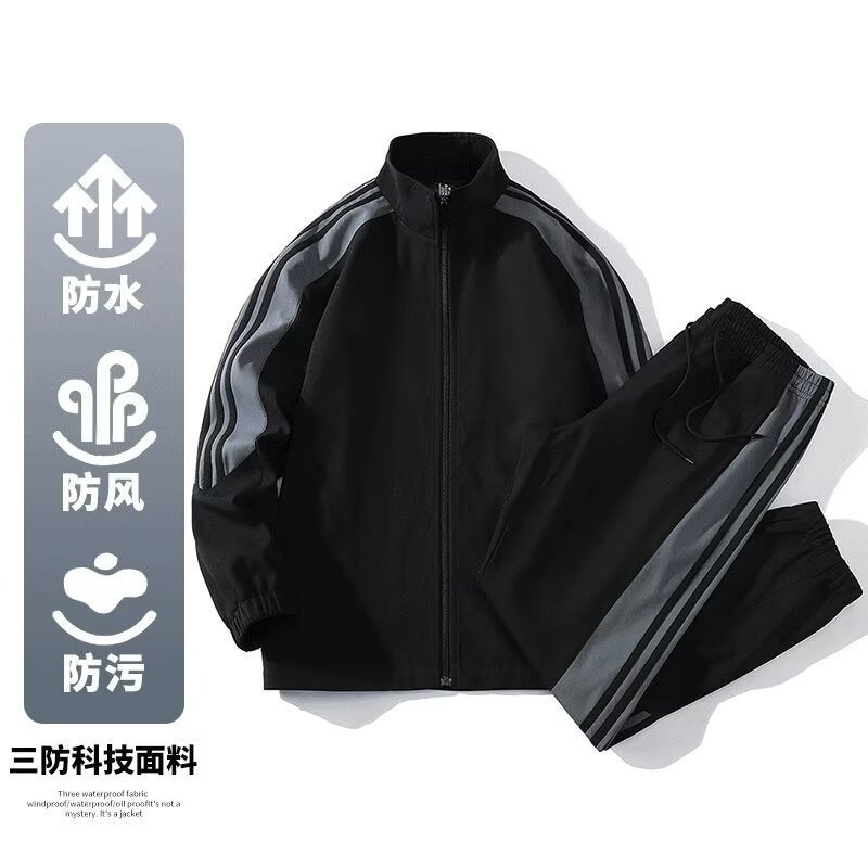 بدلة كاجوال عابرة للحدود للرجال خريف جديد فضفاضة بحجم زائد عصرية سويت شيرت وسروال رياضي مجموعة كاجوال من قطعتين باللون الكاكي - Image 2