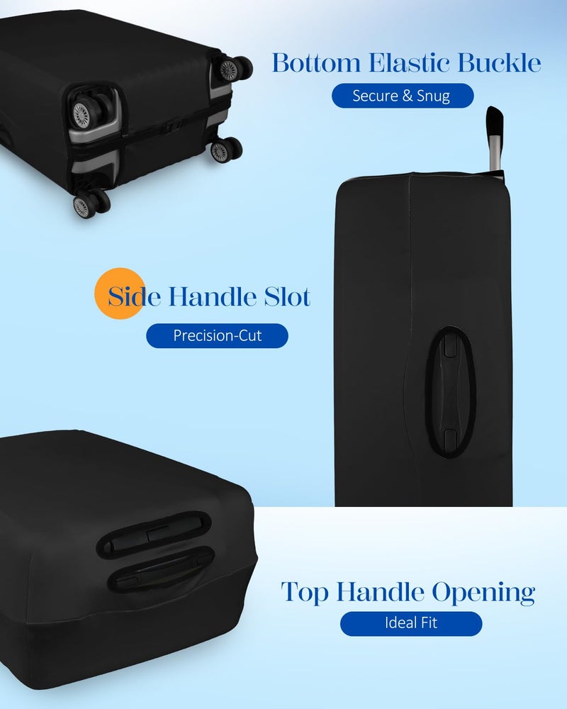 Slohif Luggage Cover for Suitcase Tsa Approved Protector - Luggage Sleeve Suit Case Cover Travel Stretch Large Baggage Case Protective Washable Fit 31-32 Inch Black - Image 5