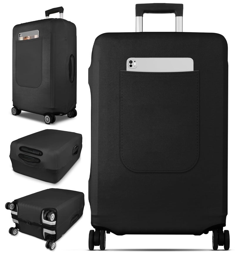 Slohif Luggage Cover for Suitcase Tsa Approved Protector - Luggage Sleeve Suit Case Cover Travel Stretch Large Baggage Case Protective Washable Fit 31-32 Inch Black - Image 1