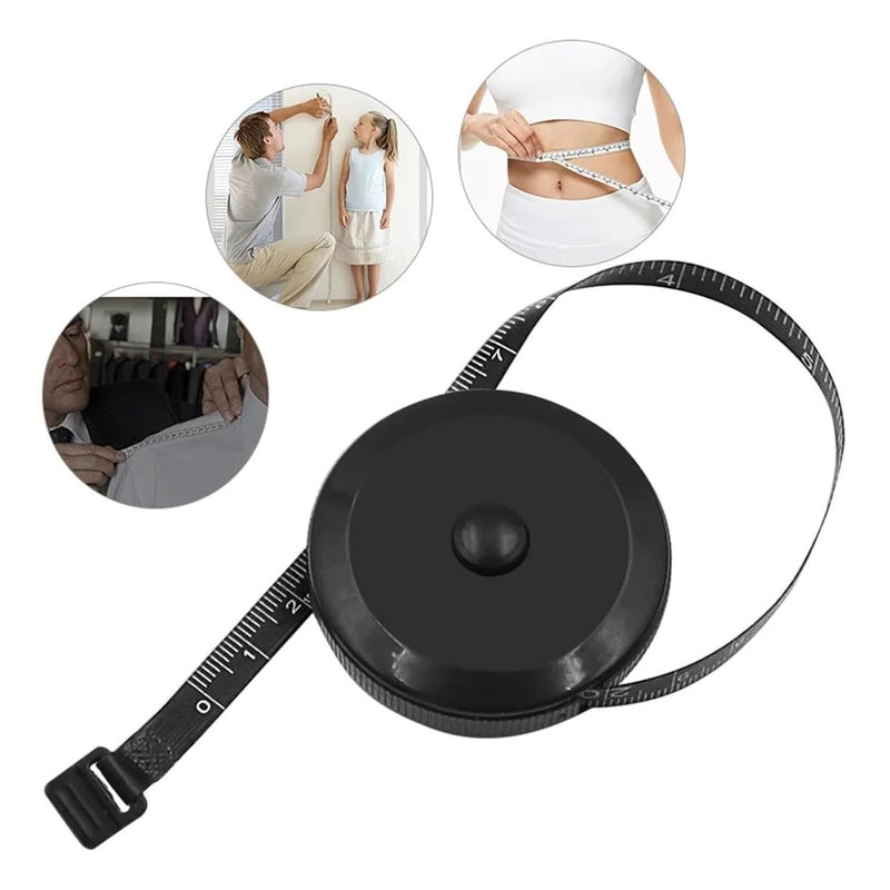 Black And White 60 Inch Double Sided Tape Measure Automatic Telescopic Tool - Image 5