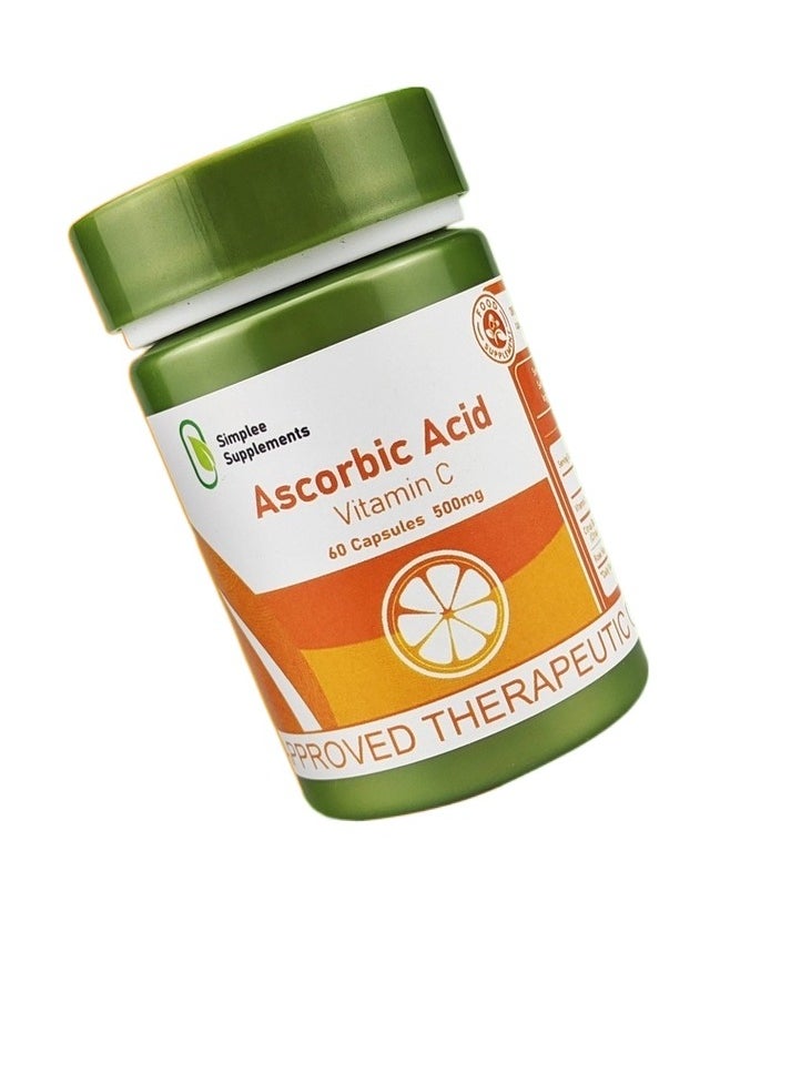 Simplee Supplements مكمل غذائي سيمبلي حمض الأسكوربيك فيتامين سي 60 كبسولة 500 مجم  - Image 3