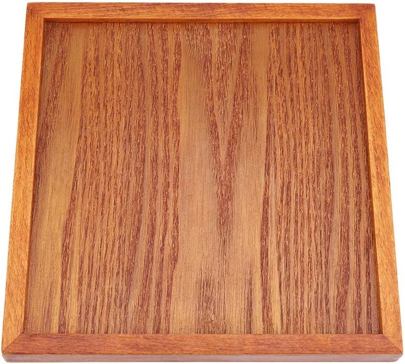 Solid Wood Tea Tray, Raised Edges Spill Prevention Wooden Serving Plate, Sushi Serving Tray with for Cafe Restaurant Home Use (20 * 20CM) - Image 5