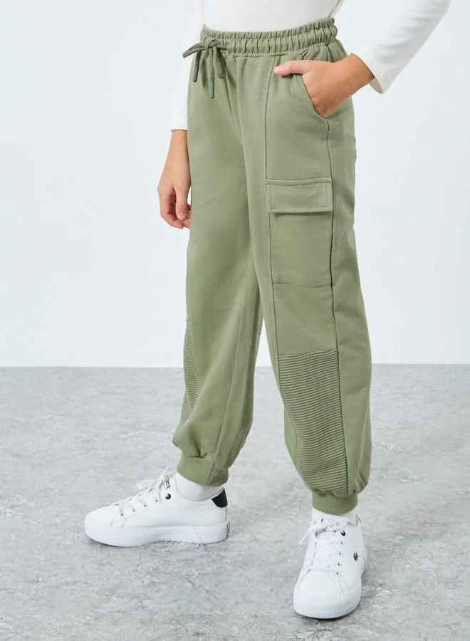 Styli Styli Boys Green Terry Joggers with Drawstring