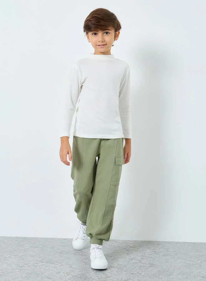 Styli Styli Boys Green Terry Joggers with Drawstring