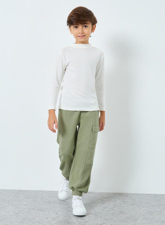 Styli Boys Green Terry Joggers with Drawstring - Image 2
