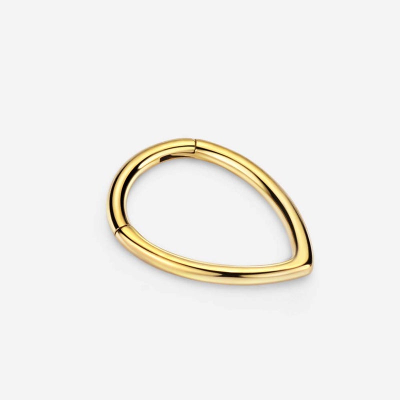 FANSING 316L Surgical Steel Teardrop Septum Hoop Yellow Gold Plated Hinged Triangle Septum Ring for Women 16 Gauge Septum Jewelry 8mm Septum Nose Rings Triangular Clicker - Image 3