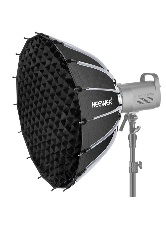 NEEWER 26inch/65cm Parabolic Softbox Quick Set up Quick Folding, with Diffusers/Honeycomb Grid/Bag, Compatible with Aputure 120d Light Dome Godox sl60w NEEWER RGB CB60 and Other Bowens Mount Lights - Image 1