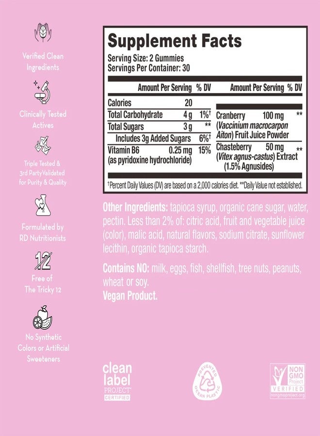 HUM Nutrition SOS PMS Gummies, PMS Support Supplement for Women, Support Cycle Symptoms, Bloating, Hormonal Balance, Includes Vitamin B6, Cranberry & Chasteberry Vitex, Gluten Free, 60 Vegan Gummies - Image 2