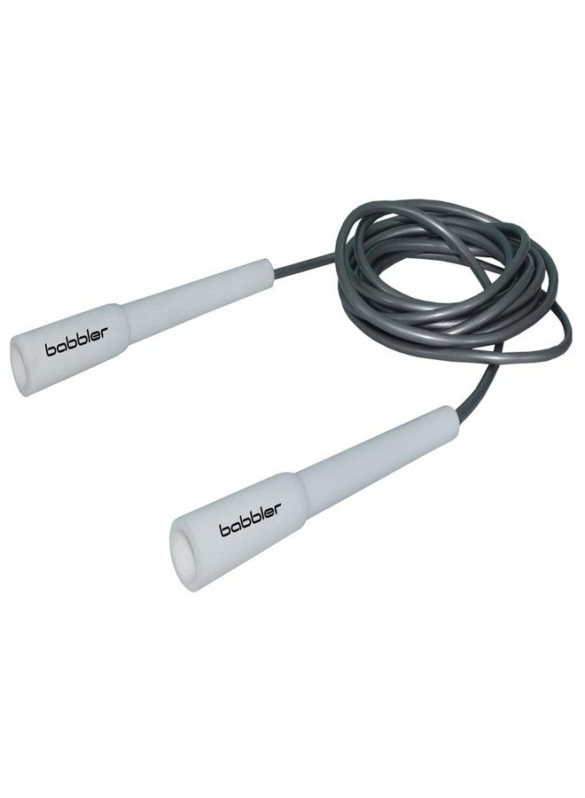 Babbler BS-100WH Grey White Skipping Rope with 5mm Coloured Rope with Rope Adjuster and Slim Handle Long Size for Easy Grip (Tin Box Packing), Pack of 1 Piece Fitness Jump Rope - Image 1