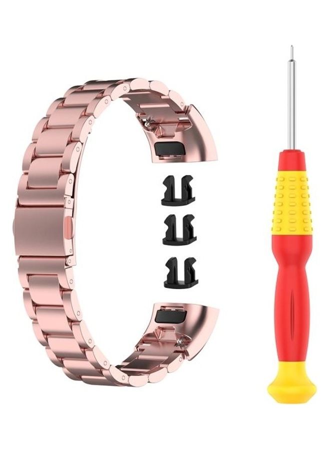 Replacement Steel Band For Huawei Band 4 Pro (TER-B29S)/Band 3 Pro (TER-B29)/Band 3 (TER-B09) With Tool Pink - Image 1