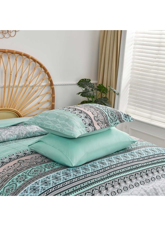 Cottolester Boho Comforter Set Full Size,8 Piece Bed in a Bag Sage Green Paisley Comforter and Sheet Set,Striped Bedding Set Soft Microfiber Complete Bedding Set - Image 5