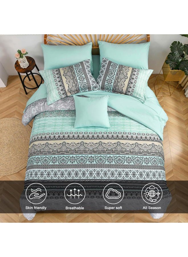 Cottolester Boho Comforter Set Full Size,8 Piece Bed in a Bag Sage Green Paisley Comforter and Sheet Set,Striped Bedding Set Soft Microfiber Complete Bedding Set - Image 3