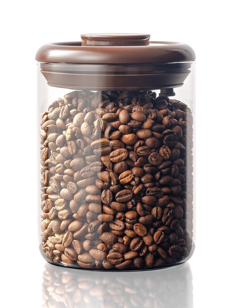 Tourdeus Glass Coffee Bean Jar  Pop Top Air Tight Coffee Bean Container with CO2 Valve 10 oz Coffee Storage Airtight Canister 063lb