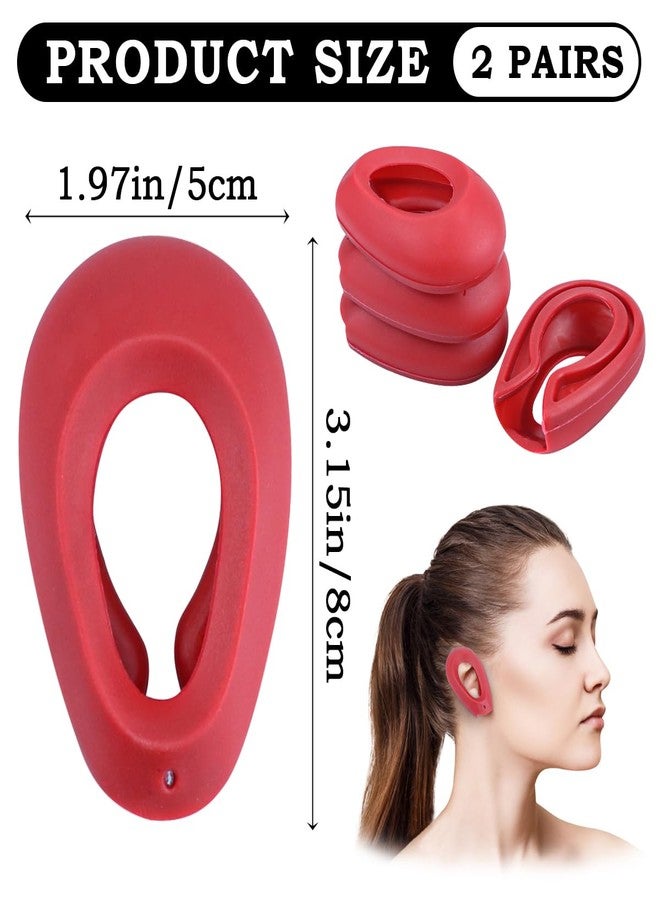 FERCAISH Silicone Hair Dye Ear Covers - 2 Pairs Waterproof Ear Protector Caps Hair Dye Earmuffs for Hairdressing Salon, Spa, Bathing and Showers(Red) - Image 2
