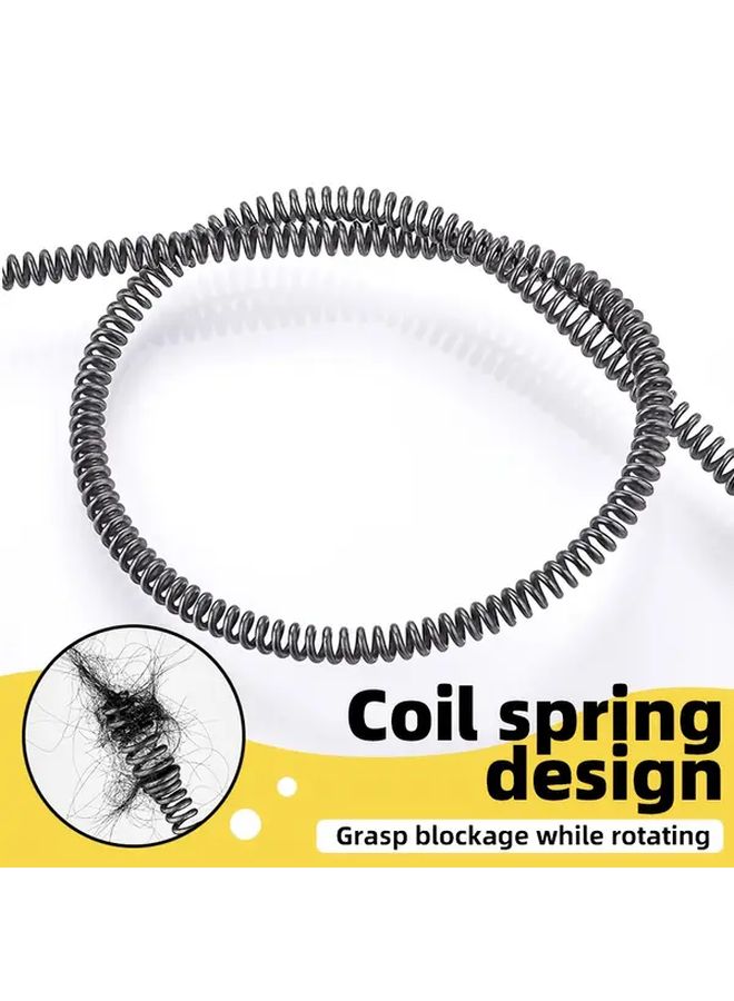 Flexible Drain Clog Remover Manual Power 118.11 Inch For Toilet Kitchen Bathroom Pipes Hair Debris Cleaning - Image 2